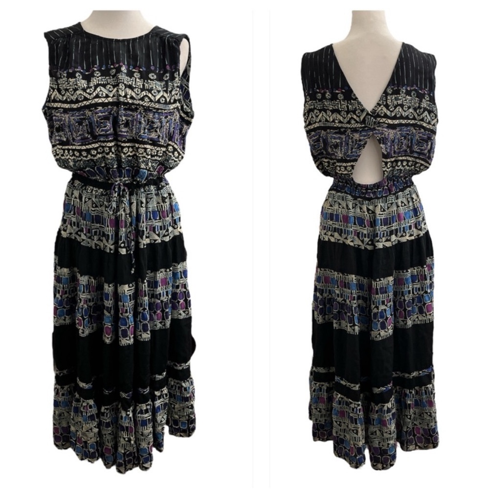 Vintage Carole Little Boho Tribal Print Dress